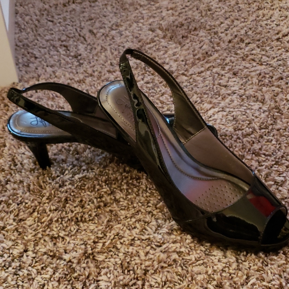 Black peephole heels